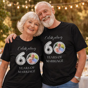 60. Hochzeitsjubiläum Foto Diamanten schwarze Männ T-Shirt