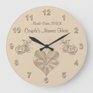 60. Hochzeitsjubiläum Geschenk Paares NAMEN, DATUM Große Wanduhr