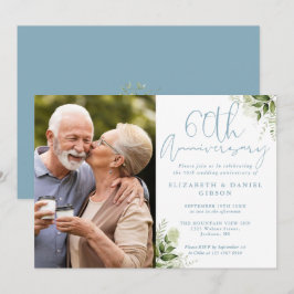 60. Hochzeitsjubiläum Grüne Blumenfotografie Einladung