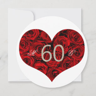 60. Hochzeitsjubiläum Rote Rosen Herz Elegant I Einladung