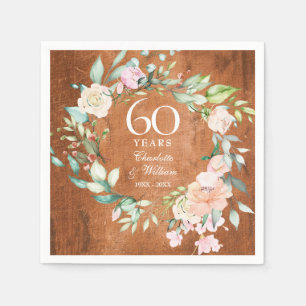 60. Hochzeitsjubiläum Rustikale Holzrosen Serviette