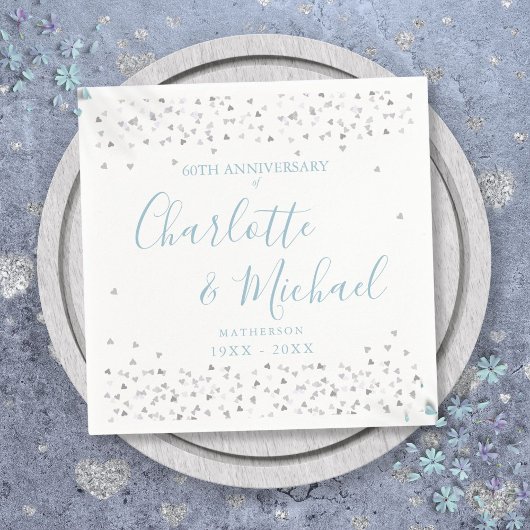 60. Hochzeitsskript für das Jubiläum Hearts Confet Serviette