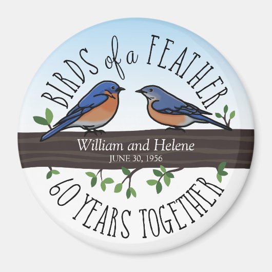 60. Hochzeitstag, Bluebirds of a Feather Magnet (Vorne)