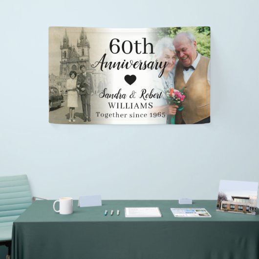 60. Hochzeitstag Custom 2 FotoCollage Banner (Messeveranstaltung)