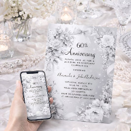 60. Hochzeitstag Diamant silber Blumenbogen Einladung