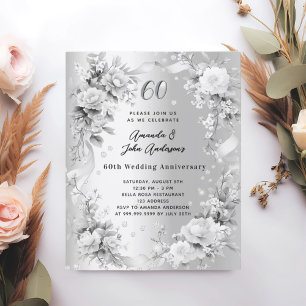 60. Hochzeitstag Diamant Silber Einladung