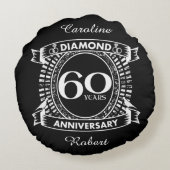 60. Hochzeitstag Diamant Wappen Rundes Kissen (Rückseite)
