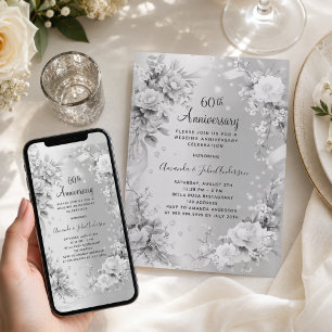 60. Hochzeitstag Diamantfloralen Einladung
