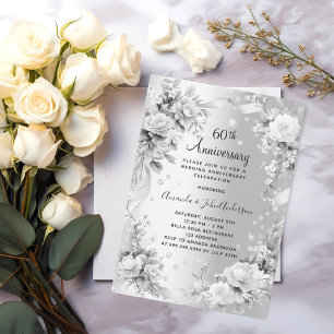 60. Hochzeitstag Diamantfloralen Einladung