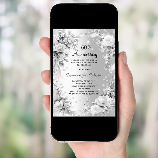 60. Hochzeitstag Diamantfloralen Einladung