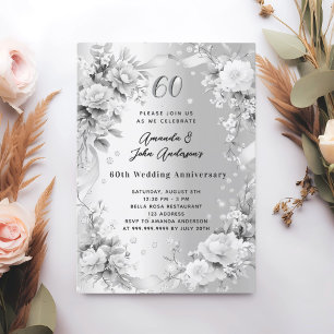 60. Hochzeitstag Diamantfloralen Einladung