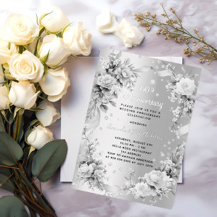 60. Hochzeitstag Diamantfloralen Folieneinladung