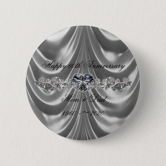 60. Hochzeitstag Diamantherz Button (Vorderseite)