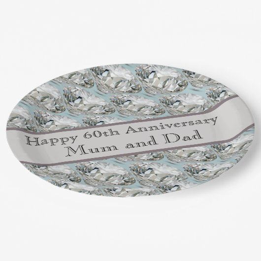 60. Hochzeitstag Diamond Pappteller (Schrägansicht)