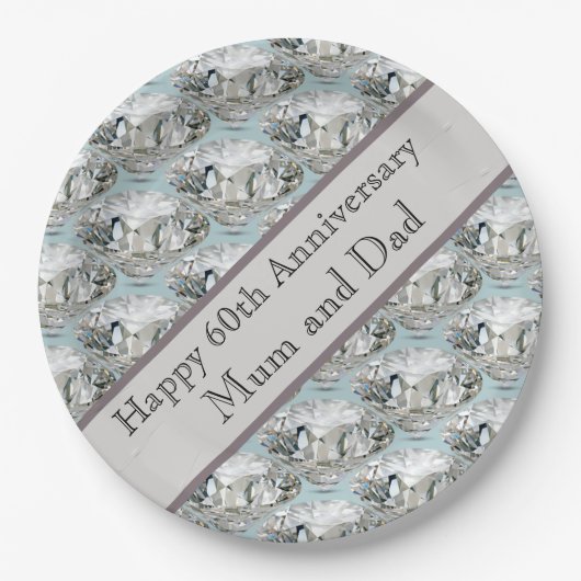 60. Hochzeitstag Diamond Pappteller (Vorderseite)