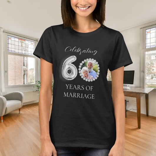 60. Hochzeitstag Foto Diamanten schwarz T-Shirt