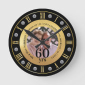 60. Hochzeitstag FOTO Geschenk Diamant 60 Runde Wanduhr (Vorderseite)