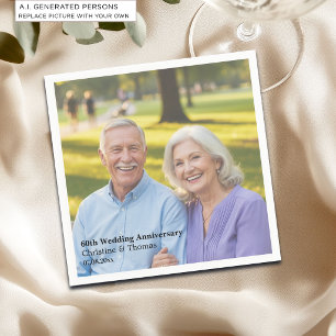 60. Hochzeitstag - Foto-Text-Overlay hinzufügen Serviette