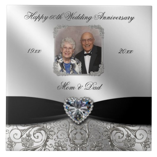 60. Hochzeitstag Foto Tile Fliese (Vorderseite)