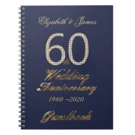 60. Hochzeitstag-Gast-Buch-Golddiamanten Notizblock