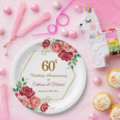 60. Hochzeitstag Goldrahmen Blumen Pappteller (Party)