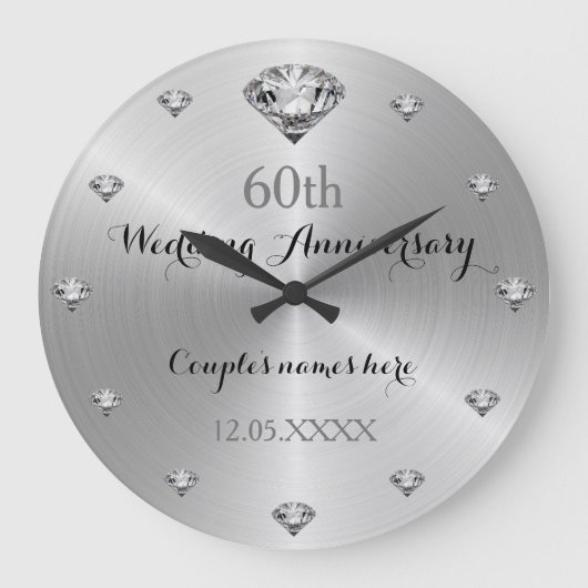60. Hochzeitstag Große Wanduhr (Vorderseite)