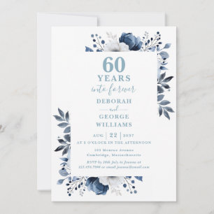 60. Hochzeitstag Grünpflanzen Blumenmonogramm Einladung