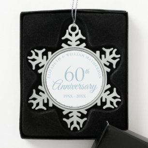 60. Hochzeitstag Hearts Konfetti Schneeflocken Zinn-Ornament
