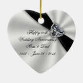 60. Hochzeitstag Herzdekoration Keramik Ornament (Hinten)