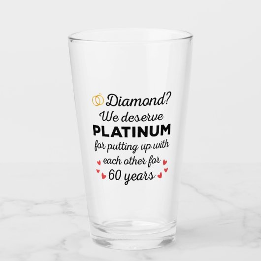 60. Hochzeitstag I - Diamond Funny Couple Glas (Vorderseite)