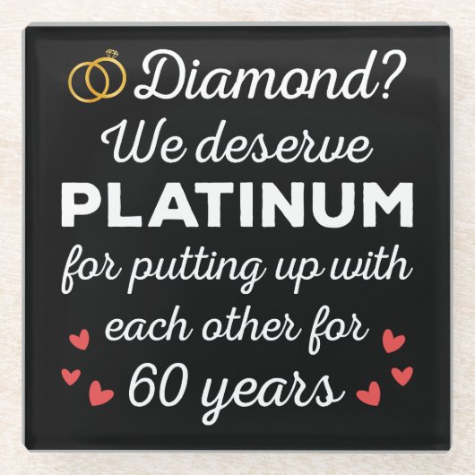60. Hochzeitstag I - Diamond Funny Couple Glasuntersetzer (Vorderseite)
