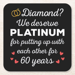 60. Hochzeitstag I - Diamond Funny Couple Rechteckiger Pappuntersetzer