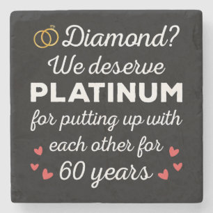 60. Hochzeitstag I - Diamond Funny Couple Steinuntersetzer
