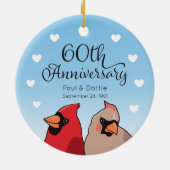 60. Hochzeitstag, Kardinal Bird Pair Keramik Ornament (Hinten)