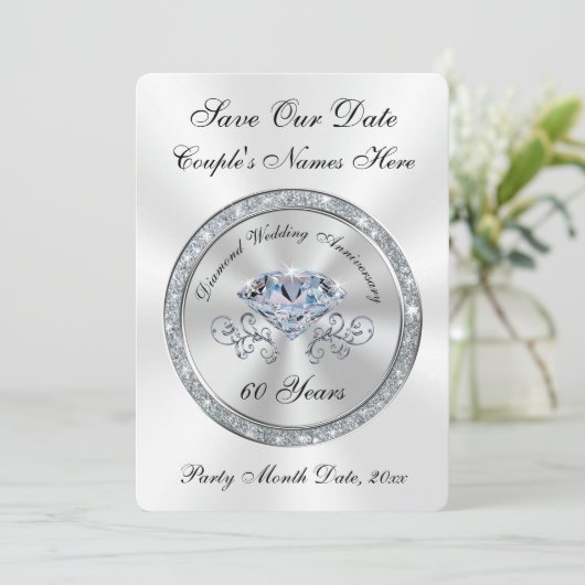 60. Hochzeitstag Karten speichern (Stehend Vorderseite)