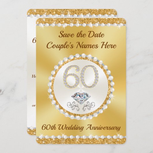 60. Hochzeitstag Karten speichern (Vorne/Hinten)