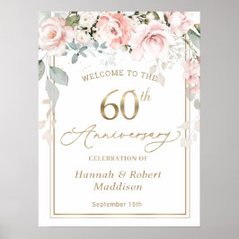 60. Hochzeitstag rosa Rosenblatt Poster