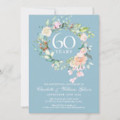 60. Hochzeitstag Rose für Länder mit Blumenmuster Einladung (Vorderseite)