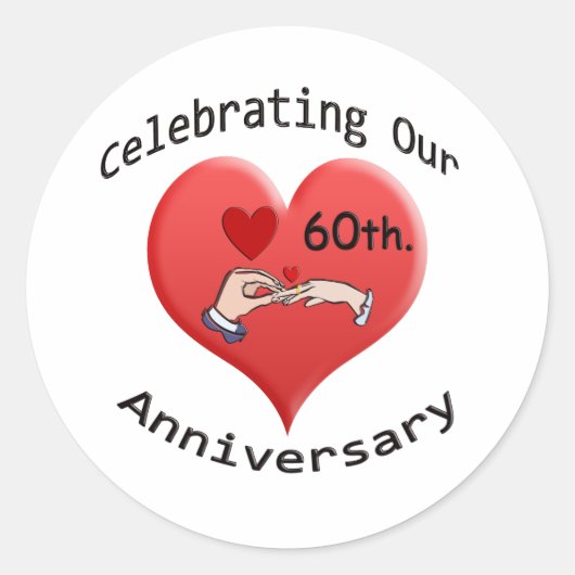 60. Hochzeitstag Runder Aufkleber (Vorderseite)