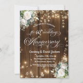 60. Hochzeitstag Rustikale String Lights Einladung (Vorderseite)