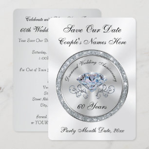 60. Hochzeitstag Save-the-Date-Karten Einladung