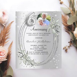 60. Hochzeitstag Silber Foto Einladung