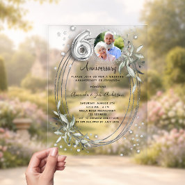 60. Hochzeitstag Silberdiamant Foto Acryleinladungen