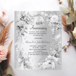 60. Hochzeitstag Silberflorale Einladung