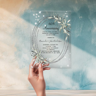 60. Hochzeitstag Silbergrün Diamant Acryleinladungen