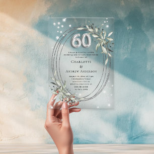 60. Hochzeitstag Silbergrün Diamanten Acryleinladungen
