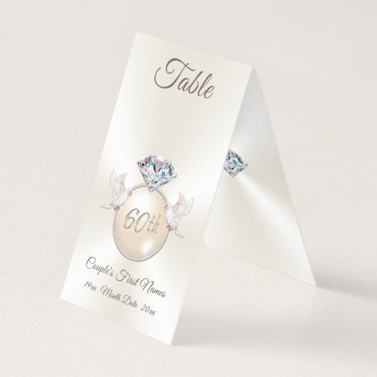 60. Hochzeitstag Tischnummernzelte (Rückseite)