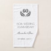 60. Hochzeitstag weißer schwarzer Kranz Badhandtuch Set (Handtuch)
