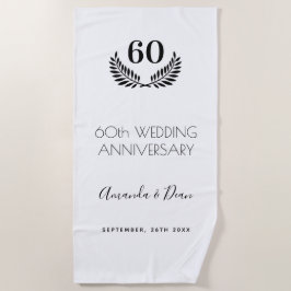 60. Hochzeitstag weißer schwarzer Kranz Strandtuch