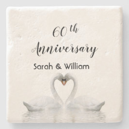 60. Hochzeitstag weißes Schwanenpaar Namen Steinuntersetzer
